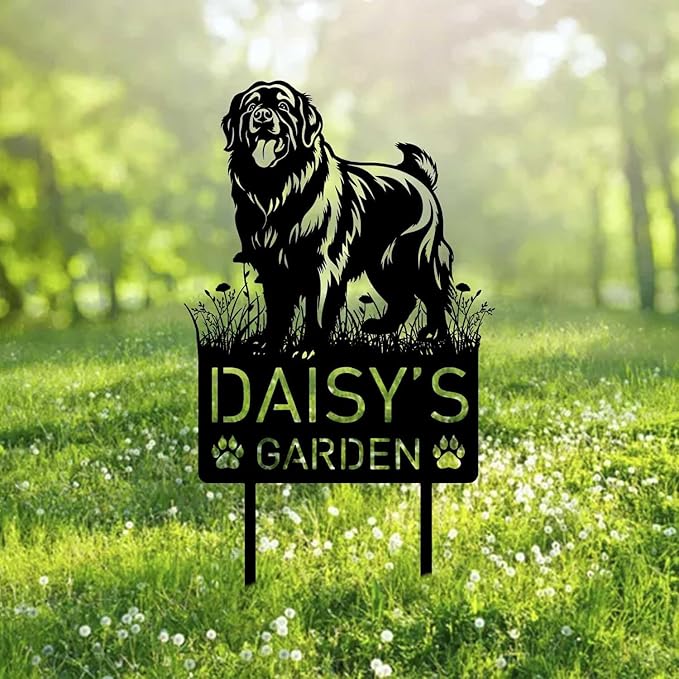 Custom Newfoundland Dog Metal Memorial Garden Stake Personalized Pet Grave Marker Name Sign Remembrance Stake Decor Sympathy Dog Loss,Outdoor Statues for Yard Garden Lawn Patio Pathway Grave.