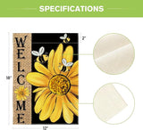 AVOIN colorlife Spring Summer Bee Sunflower Garden Flag 12x18 Inch Double Sided, Welcome Holiday Burlap Yard Outdoor Decoration