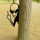 Flipping Off Bigfoot Peeking Animal Metal Sign Funny Middle Finger Yard Art Decor for Tree, Fence, or Corner Outdoor Farmhouse Garden Ornament for Home or Cabin Decoration (#I, 15IN)