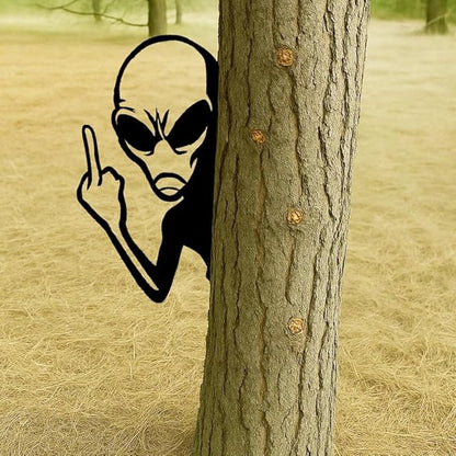 Flipping Off Bigfoot Peeking Animal Metal Sign Funny Middle Finger Yard Art Decor for Tree, Fence, or Corner Outdoor Farmhouse Garden Ornament for Home or Cabin Decoration (#I, 12IN)