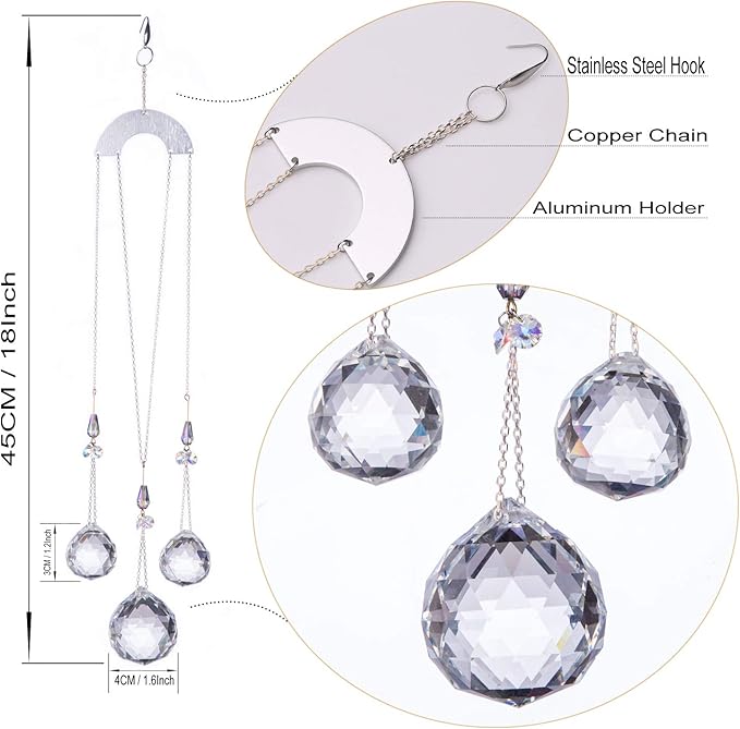 30/30/40mm Crystal Ball Prisms Suncatcher Hanging Ornament Chakra Crystals Rainbow Maker for Home,Garden Decoration