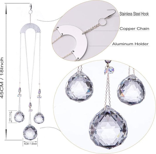 30/30/40mm Crystal Ball Prisms Suncatcher Hanging Ornament Chakra Crystals Rainbow Maker for Home,Garden Decoration