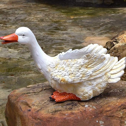 Garden Statues Outdoor Decor Balcony Figurine Outdoor Statues Outdoor Creative Duck Statue, Garden Lawn Floor Flower Stand Decoration, Garden Pond Animal Figurines, Unique Gift(53*28*32cm)