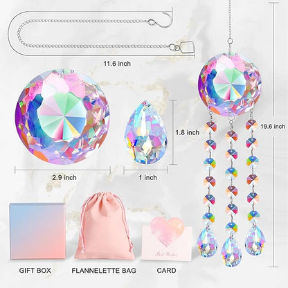 Crystal Suncatcher Ornament - Beautiful Hanging Decoration with Gift Box and Card, Perfect for Mother's Day Anniversary Christmas Birthdays for Women Friends Grandma Aunt Wife Girlfriend (Crystal)