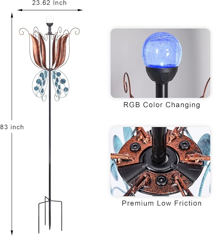 MUMTOP Wind Spinner Outdoor, 83 Inch Tulip Windmill Large Wind Sculptures for Lawn Yard Garden