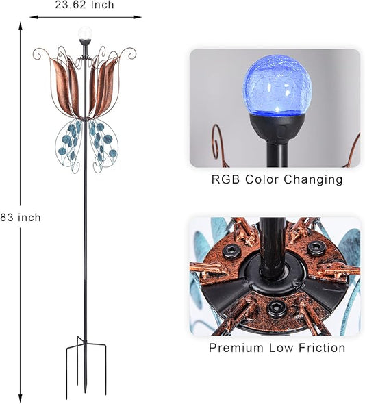 MUMTOP Wind Spinner Outdoor, 83 Inch Tulip Windmill Large Wind Sculptures for Lawn Yard Garden