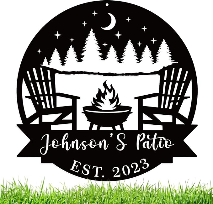 Personalized Welcome to Our Backyard Sign,Personalized Patio Signs and Decor Outdoor, Metal Backyard BBQ Sign, Pool Name Sign