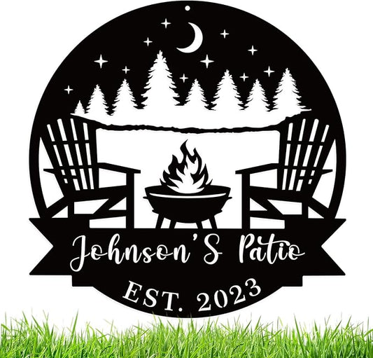 Personalized Welcome to Our Backyard Sign,Personalized Patio Signs and Decor Outdoor, Metal Backyard BBQ Sign, Pool Name Sign
