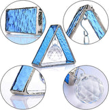 H&D HYALINE & DORA Stained Glass Window Sun Catcher Hangings Pyramid Colored Glass Hanging Ornament for Wall, Window，Car and Party Decoration,Blue