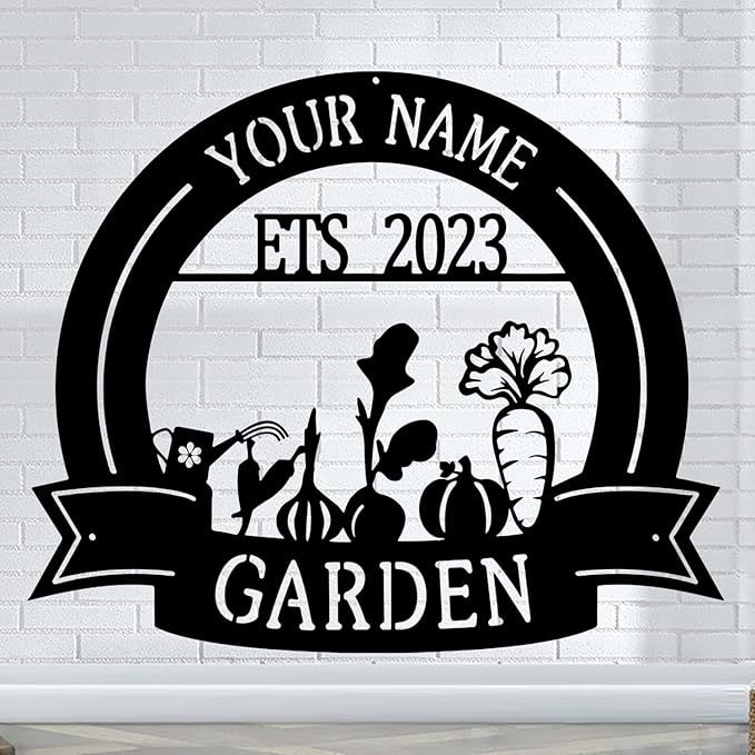 CFC0121321 Vegetable Farm Sign - Outdoor Decor, Personalized Metal Garden Plaques, Custom Name Signs for Men, Women, Mom, Dad, Rustic Decorations