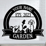CFC0121321 Vegetable Farm Sign - Outdoor Decor, Personalized Metal Garden Plaques, Custom Name Signs for Men, Women, Mom, Dad, Rustic Decorations