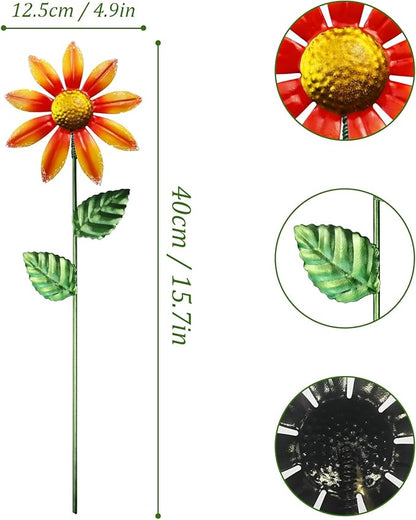 10 Pack 15.7" Outdoor Flowers, Metal Yard Art, Metal Flowers for Outside, Garden Stakes Decorative, Plants Garden Decor (Mix A)