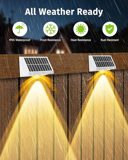 Solar Fence Lights Outdoor Waterproof High Brightness LED Spot Lens Deck Lights 7 Mode Warm & Cool White RGB Solar Powered Wall Lighting Decor for Outside Patio Step Backyard Railing - 12 Pack(White)