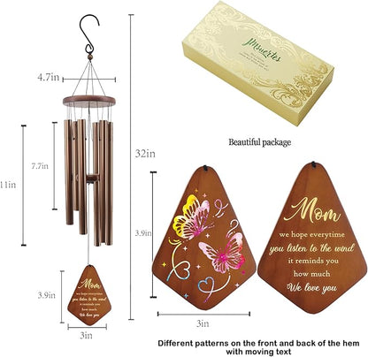 Mom Wind Chimes 32", Birthday Gifts for Mom from Daughter Son, Love Reminder Gifts for Mothers Day Thanksgiving Christmas，Wind Chimes for Mother