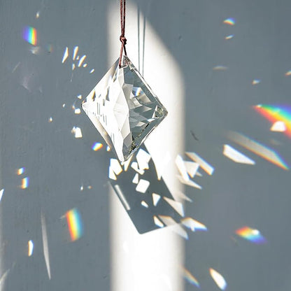 50mm Hanging Faceted Crystals Suncatcher Ornament Window Prisms Rainbow Maker Chandelier Crystal Pendant(Square)