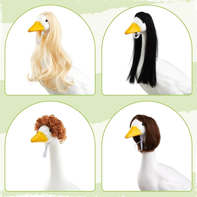6 Set ST Patricks Day Porch Goose Outfits 23'' Easter Goose Outfit Seasonal Holiday Porch Geese Wigs Cupid Bunny Clover Clothes for Cement Geese Yard Lawn Clothing Outdoor Decor