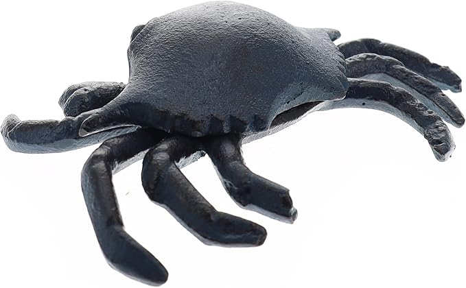 Top Brass Blue Crab Key Hider Figurine - Cast Iron with Secret Compartment - Indoor Trinket Box/Outdoor Garden Statue