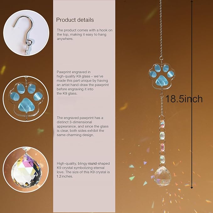 Dog Memorial Gifts for Loss of Dog, Pet Loss Sympathy Gift, Pet Memorial Suncatcher for Car/Window Hanging Ornament Pet Memorial Gifts for Dogs/Cats