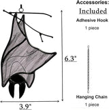 Stained Glass Bat Decor Window Hangings Ornament, Gothic Bat Suncatcher Halloween Decorations Gifts, Handmade Occult Sun Catchers Indoor Window Home Decor