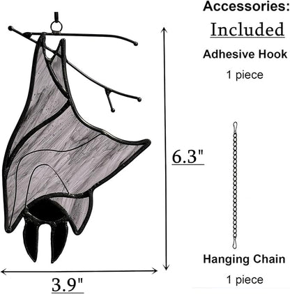 Stained Glass Bat Decor Window Hangings Ornament, Gothic Bat Suncatcher Halloween Decorations Gifts, Handmade Occult Sun Catchers Indoor Window Home Decor