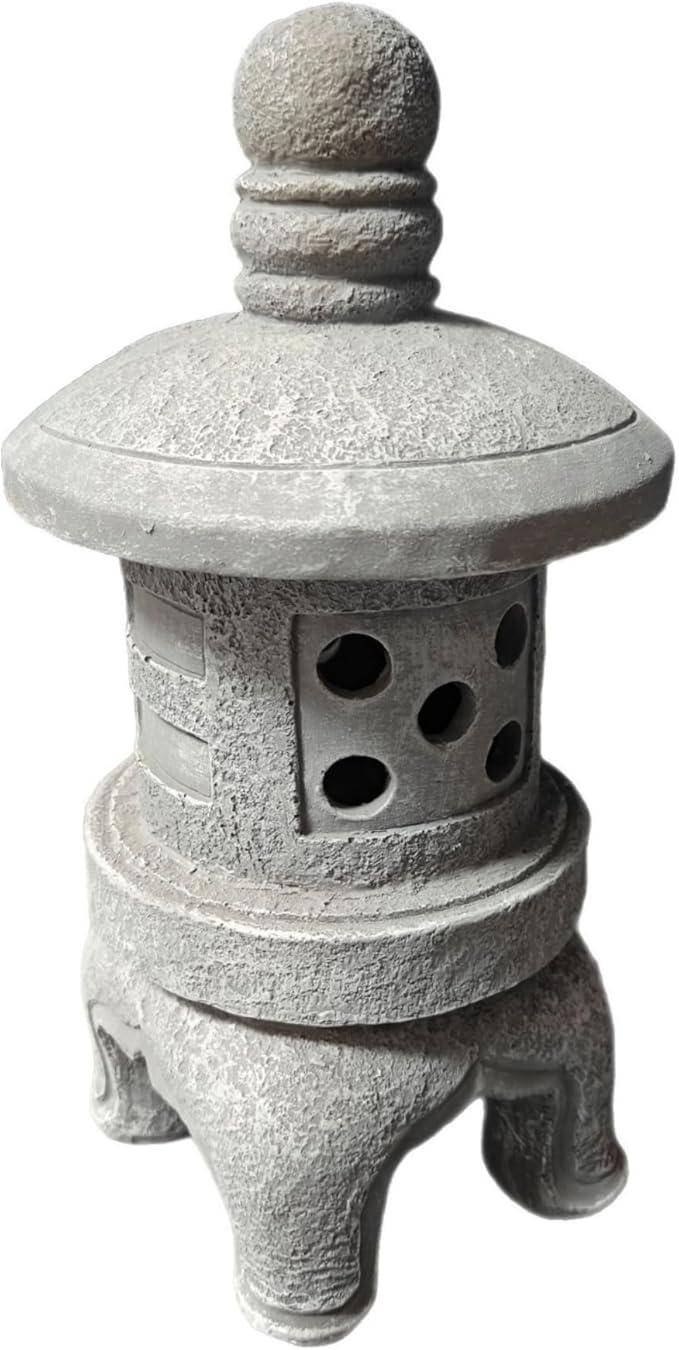 Japanese Garden Decor Solar Pagoda Light, Outdoor Stone Finish Pagoda Garden Statue with Auto On/Off for Patio Yard Japanese Decor, Statue, Outdoor Statues, Sta