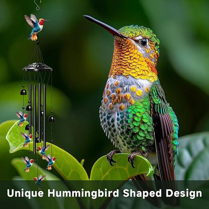 Hummingbird Wind Chimes for Outside, Hummingbird Gifts for Women/Men/Mother/Father, Metal Windchimes for Birthday/Christmas/Thanksgiving, Panda Decor for Patio, Garden,Yard, Home