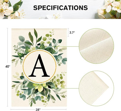 AVOIN colorlife Monogram Letter A Floral House Flag 28x40 Inch Double Sided Outside, Family Last Name Initial Yard Outdoor Decoration