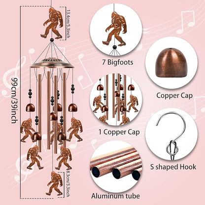 Bigfoot Gift Wind Chimes - Big Foot Sasquatch Gifts for Men Women, Father Mother Grandparents Friends Birthday, Memorial Wind Chimes for Outside, Garden Patio Yard Decor