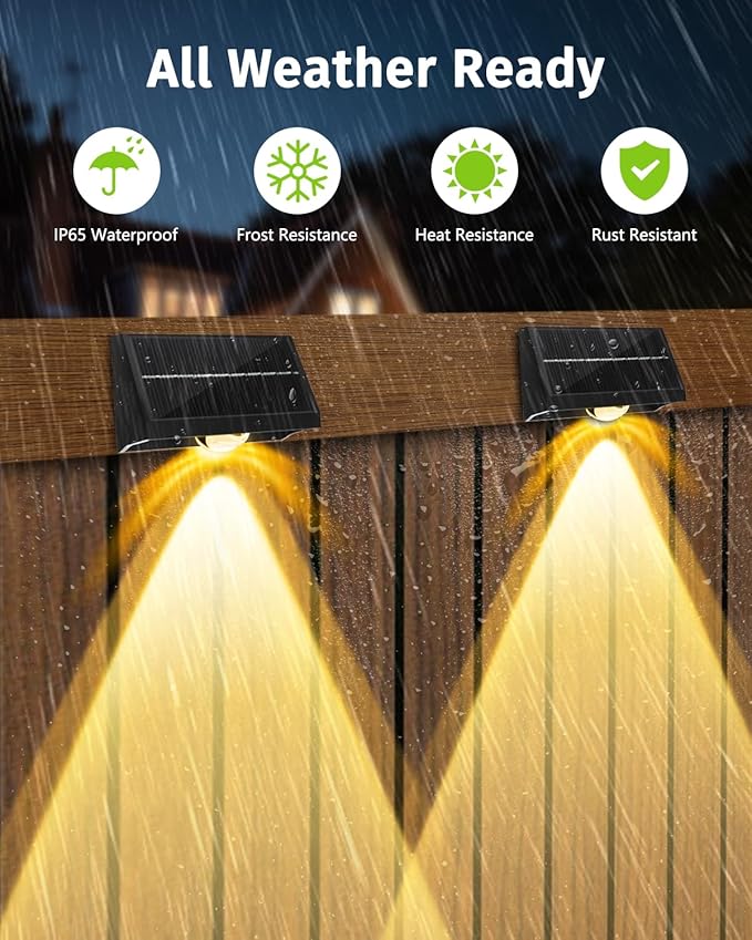 Solar Fence Lights Outdoor Waterproof High Brightness LED Spot Lens Deck Lights 7 Mode Warm & Cool White RGB Solar Powered Wall Lighting Decor for Outside Patio Step Backyard Railing Pool - 24 Pack