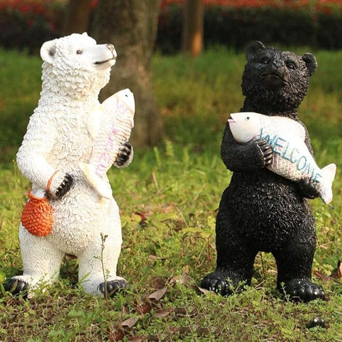 Garden Ornaments Decor Statue Outdoor,Garden Statue Animal Sculpture Garden Statue Ornament, Bear Resin Sculpture Ornament Garden Animal Statue Durable Resin Animal Sculpture Indoor Outdoor,
