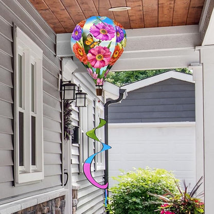 Zinnias in Bloom Spring Hot Air Balloon Wind Twister 54" x 12" Briarwood Lane