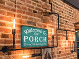 Welcome to Our Porch Sign Backyard Accessories Decor Outdoor, Vintage Metal Tin Signs Farmhouse Home Wall Decorations 8x12 Inches