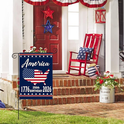 AVOIN colorlife 1776-2026 America 250th Anniversary Patriotic Garden Flag 12x18 Inch Double Sided Outside, 4th of July American 250 Years Yard Outdoor Decoration