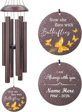 Personalized Wind Chimes, 36inch/45inch Custom Name Keepsake, Gifts for Loss of Loved One, Memorial Wind Chimes in Loving Memory of Dad/Mom, Butterfly Fly to Heaven (Produced in USA)