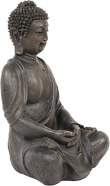 Alpine Corporation 15" Tall Indoor/Outdoor Meditating Buddha Statue, Tabletop Garden Decor, Bronze
