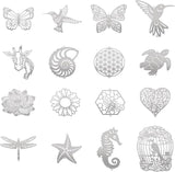 16Pcs Metal Replacement Wind Catcher, Beadthoven Wind Chime Parts Stainless Steel Bird Butterfly Sea Turtle Cow Bee Animal Shaped Flat Metal Embellishments for Wind Bells Memorial Sympathy Wind Chimes