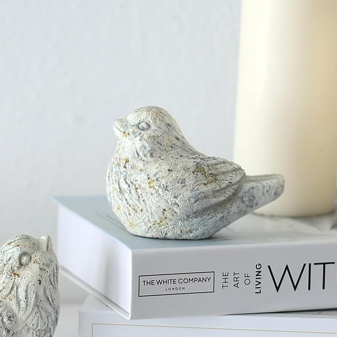 BIG FORTUNE Outdoor Bird Statues Bird Decor Figurines for Home Cement Bird Sculpture for Patio Yard Lawn Ornament, Indoor Outdoor Stone Bird Decorations Statue 1pc
