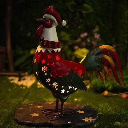 LIFFY Metal Rooster Yard Decor,18" Metal Chicken Outdoor Decor with Solar Light,Garden Rooster Statues for Outside,Patio Decorative Ornaments for Home Backyard Landscape