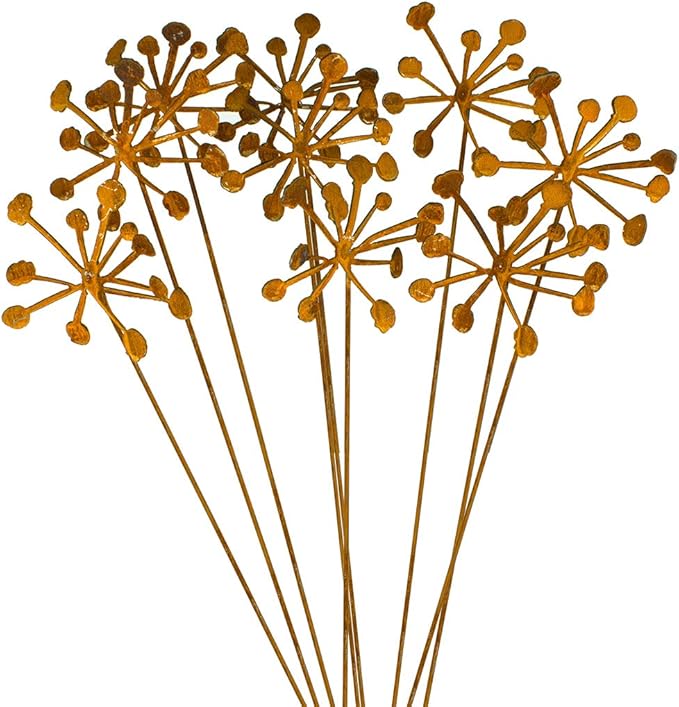 Rusty Metal Flowers, Garden Art, 9-Piece Set, Flower Sculpture, Wedding Table Arrangement, Yard Artwork