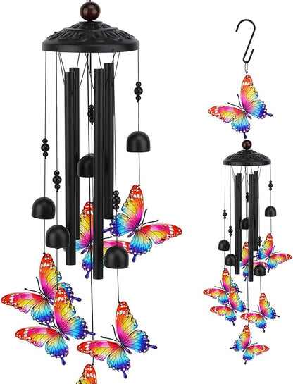 Butterfly Wind Chimes for Outside, Mothers Day Anniversary Housewarming Gifts for Mom Grandma Wife, Spring Decor Gifts for Women Sister Friends, Sympathy Memorial Wind Chime