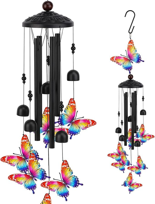 Butterfly Wind Chimes for Outside, Mothers Day Anniversary Housewarming Gifts for Mom Grandma Wife, Spring Decor Gifts for Women Sister Friends, Sympathy Memorial Wind Chime