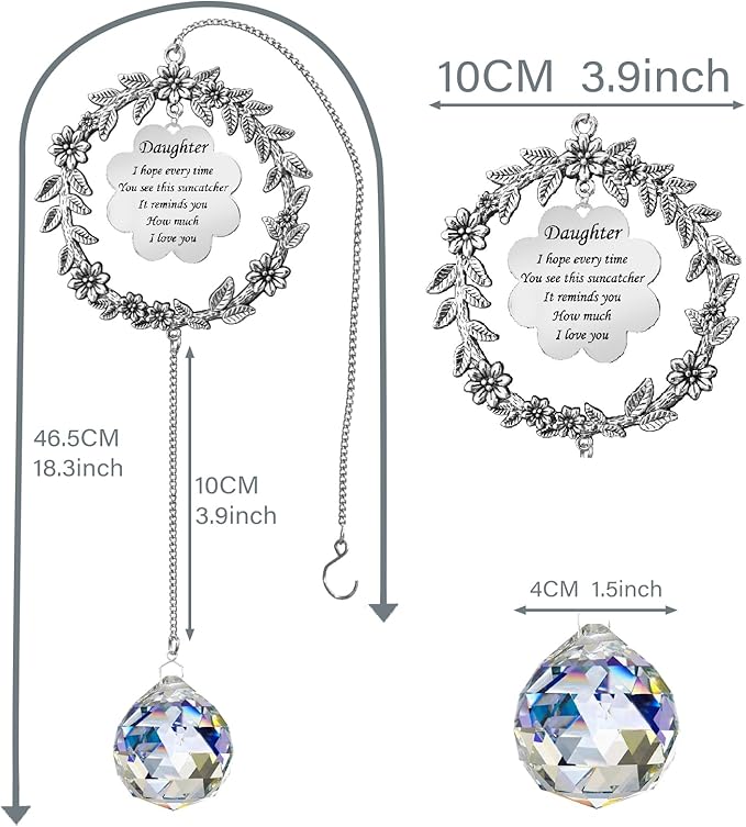 Gifts for Daughter from Mom and Dad,Valentines Birthday Suncatcher for Daughter, Sun Catcher Gifts for Christmas Birthday Thanksgiving Valentines Day