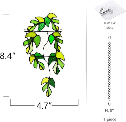 BOXCASA Stained Glass Window Hanging - Handmade Monstera Leaf Suncatcher for Plant Lovers,Plant Gifts for Women,Grandma,Mother's Day,Christmas