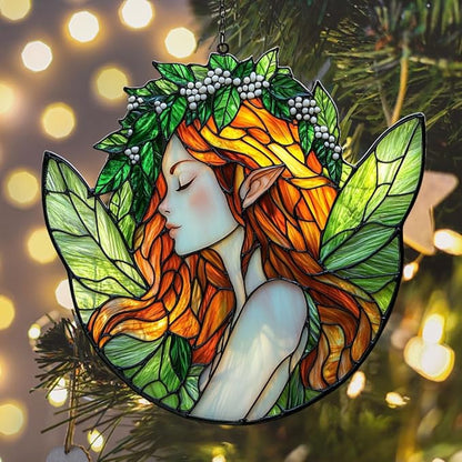 Healing Fairy Acrylic Suncatcher Stained Glass Effect Window Car Hanging Christmas Ornament Indoor Outdoor Decor Garden Sun Catcher Panel for Fairy Lover for Women Mom Grandma