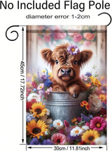 Highland Cow Garden Flags For Outside 12x18 Double Sided Rustic Farmhouse Floral Spring Summer Welcome Yard Sign Decor Cute Gifts For Women Mom Mothers Day Outdoor Lawn Ornament