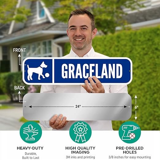 SmartSign Customize Your Own Blue Street Sign with Dog Symbol | 6" x 24" 3M EG Reflective Aluminum