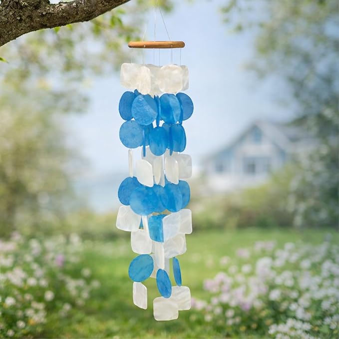 Solange & Frances Beach Decor Shell Wind Chimes for Outside, Sea Glass Wind Chimes, Gifts for a Beach Lover, Beachy Gifts for Women, Costal Decor, (Ocean Breeze)
