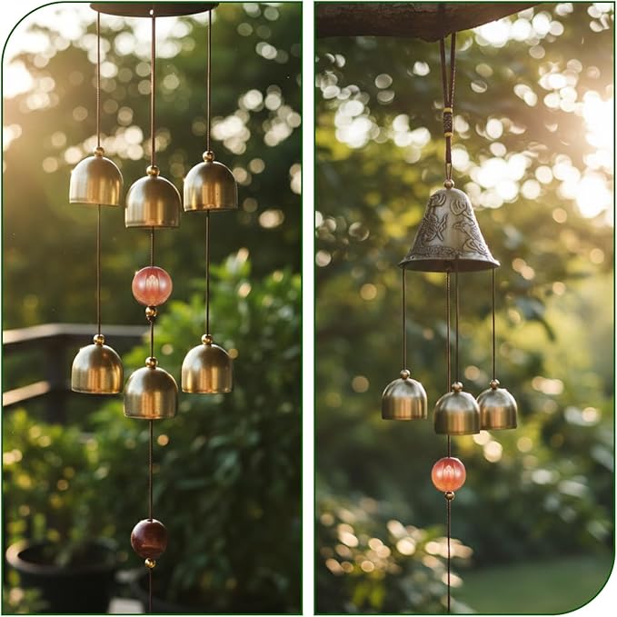 Lucky Wind Chimes Fengshui Bell Copper Wind Chimes for Outside Clearance 6 Bells Chinese Hanging Feng Shui Decor Home Garden Hanging Decoration Good Luck Blessing