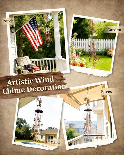 Bigfoot Wind Chimes for Outside Decor, Big Foot Sasquatch Birthday Gifts for Women Mom Sister, 34 Inch Aluminum Windchimes Outdoor for 4th of July Independence Day Decoration