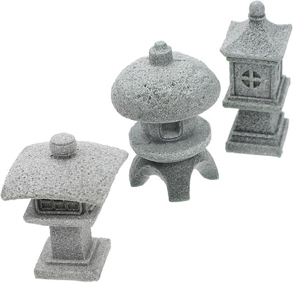 Milisten 3Pcs Pavilion Shaped Garden Decor Outdoor Micro Landscaping Ornament Weather Resistant Statues for Garden Balcony Unique Home Office Decoration